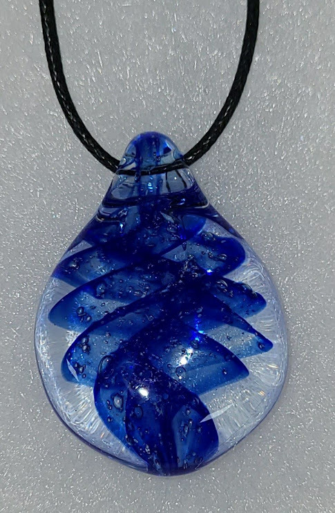 Deep Blue Sea Heart Pendant | Glass Jewellery | Julie Fountain