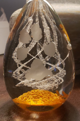 Crystal Essence Egg with Orange and Etched Pawprint