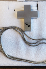 Pewter Cross With Paw Prints